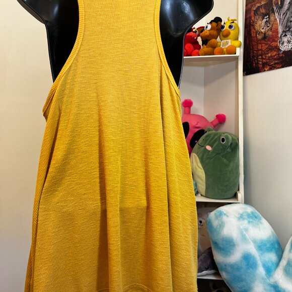 Free People Mustard Yellow Ribbed Racerback Tank Top Women’s Size Large - Picture 2 of 5